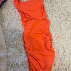 Highlighter orange mini dress